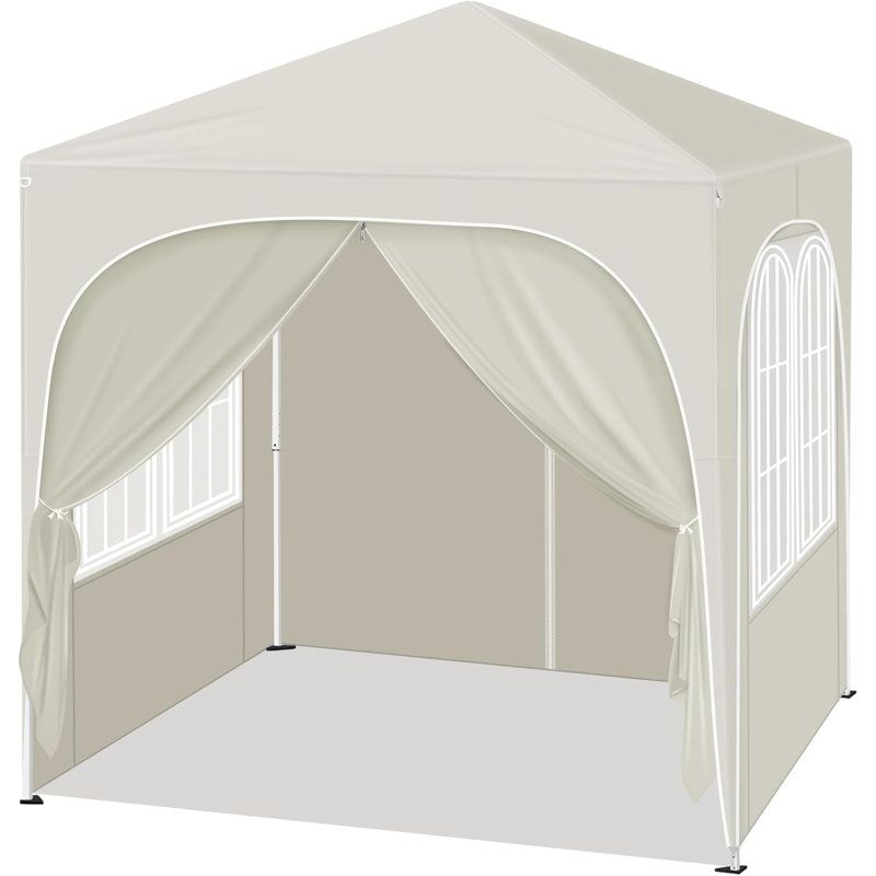 Gazebo, folding gazebo 2 x 2m, with 4 side walls, party tent water-repellent UV protection 50+, height-adjustable garden gazebo, with carrying bag, for outdoor garden camping