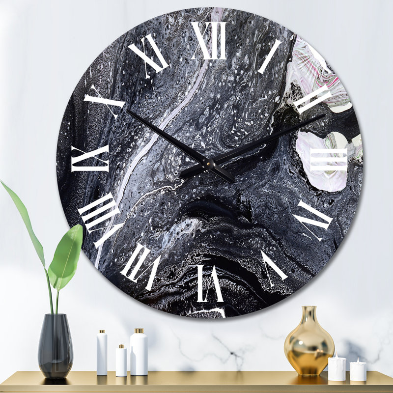 Horloge murale moderne en marbre marbré, Moyen