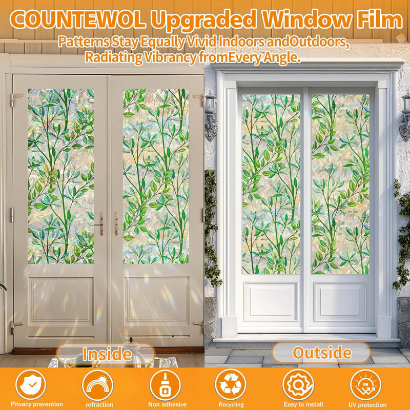 Film de fenêtre pour fenêtre Adhésif décoratif réutilisable pour chambre