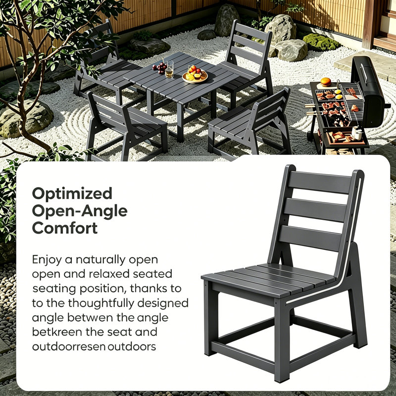HDPE Square 4 - Person Outdoor-Dining-Set All Weather, Gray
