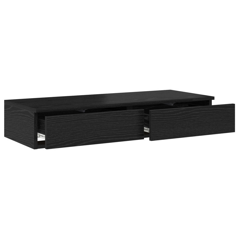 Bed Drawers - Made From Engineered Wood, Black, 16.5 H x 75 L x 36.5 W cm