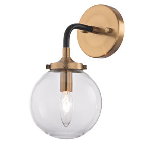 Dion 1 - Light Dimmable Matte Black/Antique Gold Armed Sconce