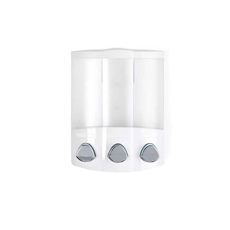 Distributeur de savon mural blanc en plastique robuste à trois chambres