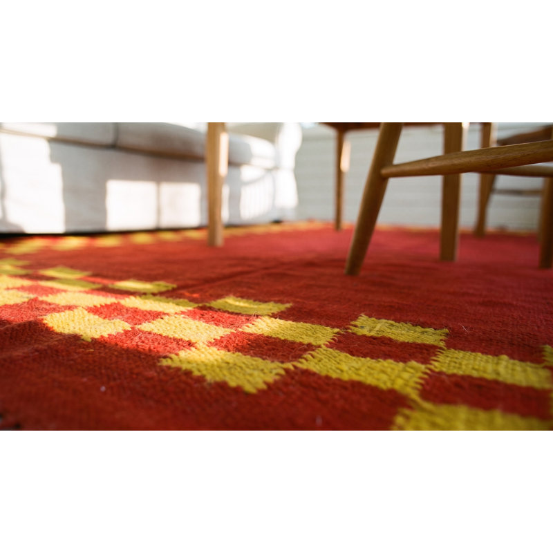 Antique Navajo - Rio Grande Small Scatter Size Wool Coral Rug