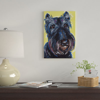 " Expressive Schnauzer On Yellow " by Hippie Hound Studios