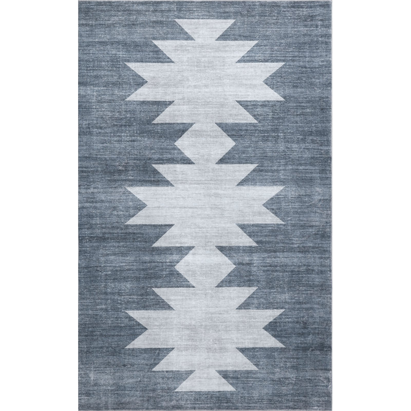 Tapis antidérapant Peyton Minimalist, Blue Gray/Cream, Rectangle de 5 pi x 8 pi