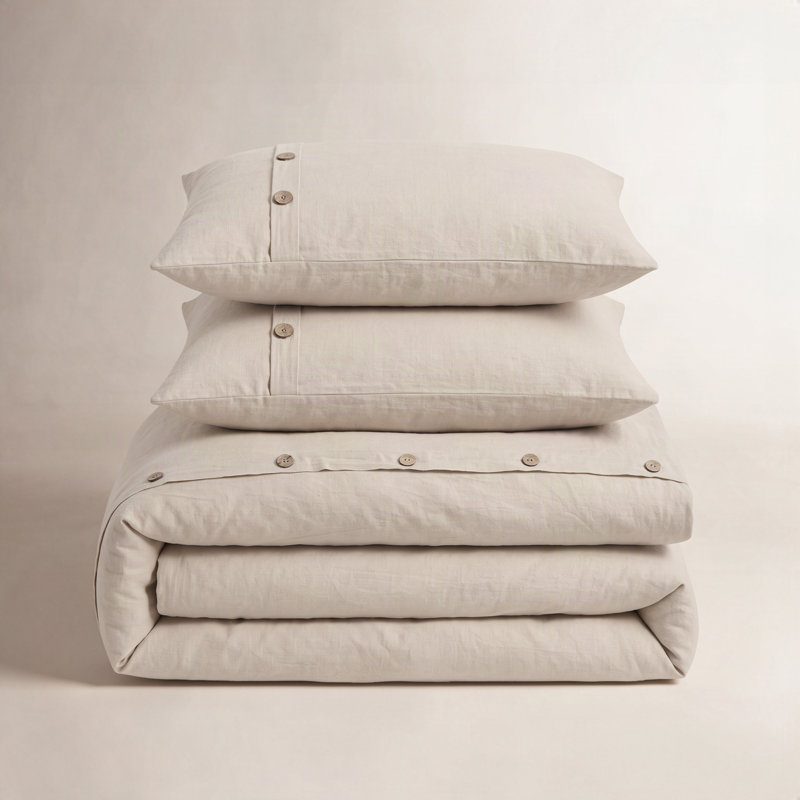 Crissi Thorold 3 Piece Duvet Cover Set, Queen Duvet Cover + 2 Shams, Linen