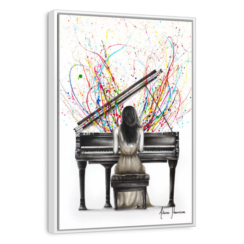 Grand Piano Solo, Floating Frame White, 29" x 43"