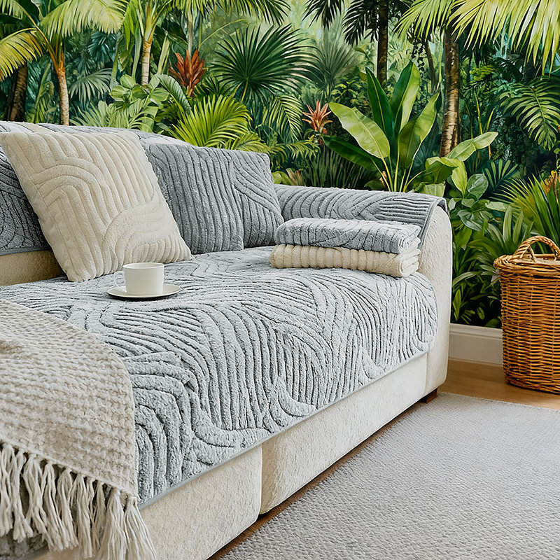 Sofa Slipcover, 90cm H x 210cm W x 90cm D, Beige