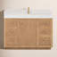 Meuble-lavabo simple 48 po Thea en bois de sapin brun avec plateau en pierre composite à grain blanc-639695853