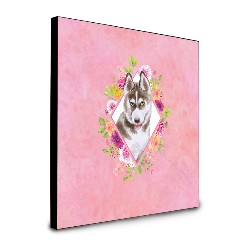 Panneau mural Dollman Flowers, Rose, Husky sibérien brun