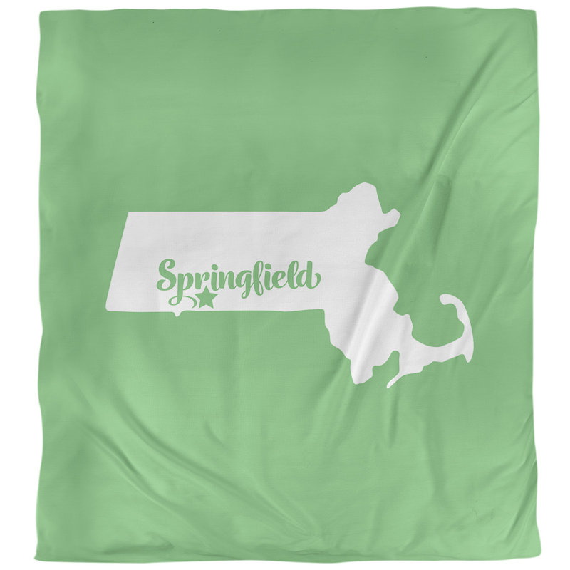 Housse de couette simple Massachusetts, Housse de couette pour très grand lit, Vert, Polyester brossé