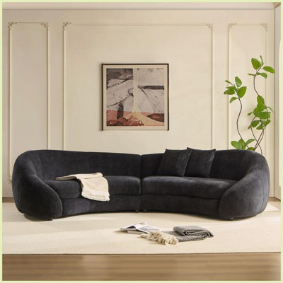 Canapé incurvé moderne en tissu doux de 125,98 po de largeur avec motif en forme de cœur pour le salon