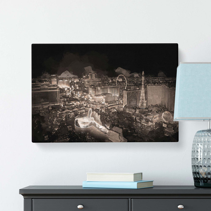 Las Vegas Skyline At Night - No Frame - Wrapped Canvas, 50.8 cm H x 76.2 cm W