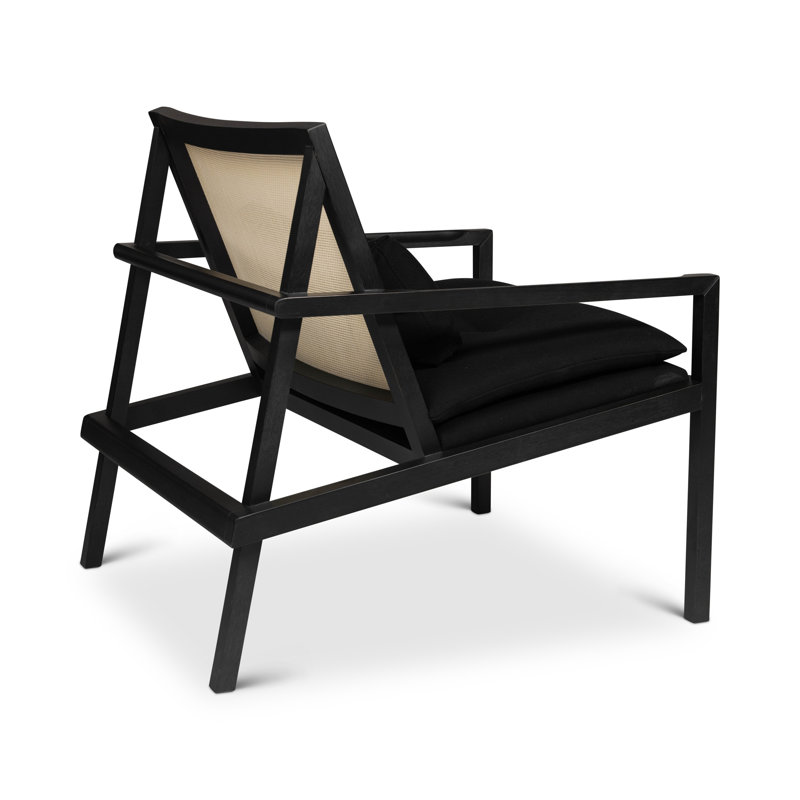 Modern Brazilian Lounge Chair, Black Cotton Blend/Black Frame