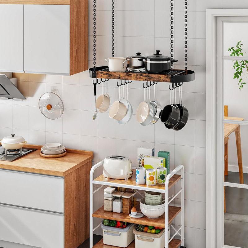 31.7-Inch Hanging Pot Rack, Rustic Brown