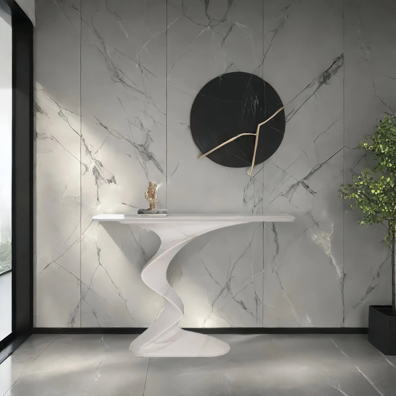 Console d'entrée minimaliste de luxe, H 32,3 po x l 47,2 po x P 11,8 po, Blanc, Blanc