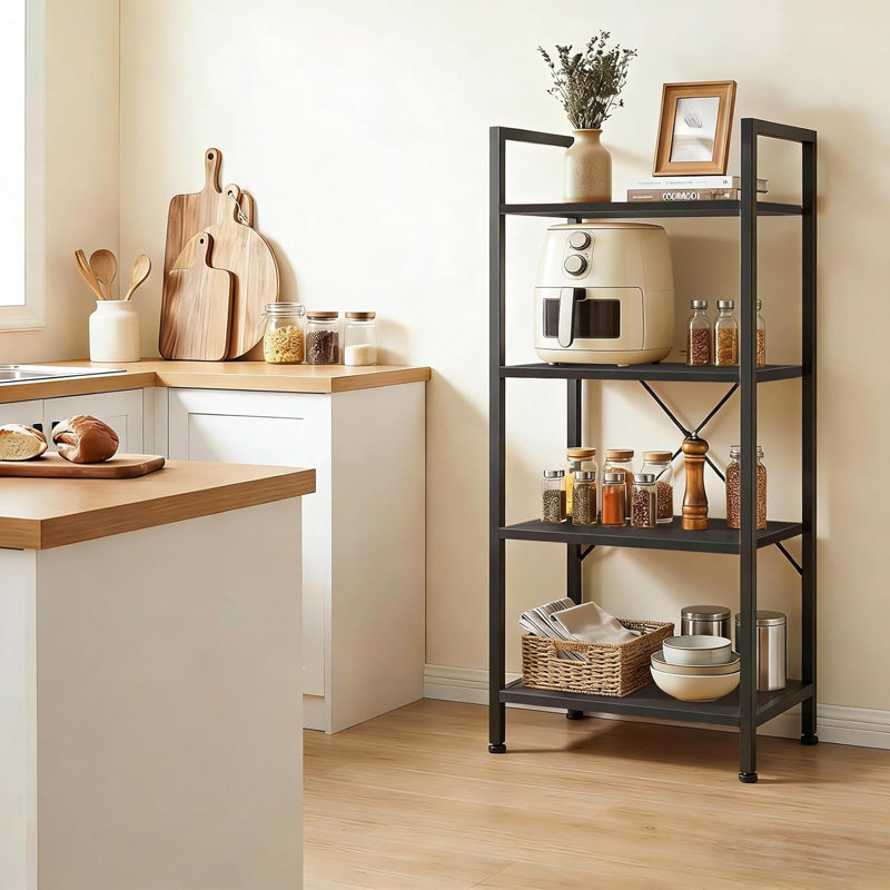 4 Tiers Bookshelf, Classical Book Shelf, Tall Display Shelves In Living Room/Home/Office, Storage Organizer For Cds/Books/Movies