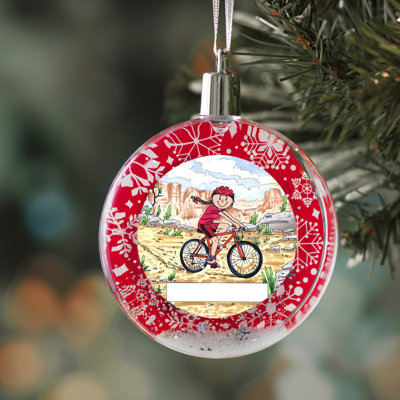 Personalized Mountain Bike - Female Christmas Snow Globe Ornament