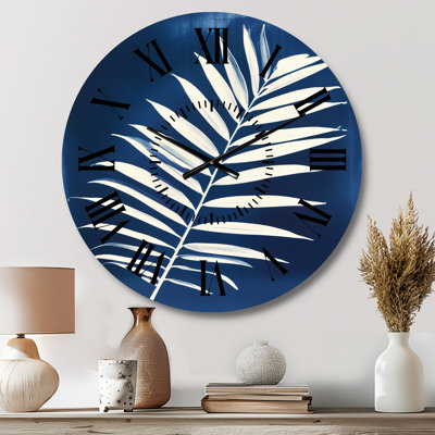 Palmier en bleu prussien - horloge murale botanique en métal