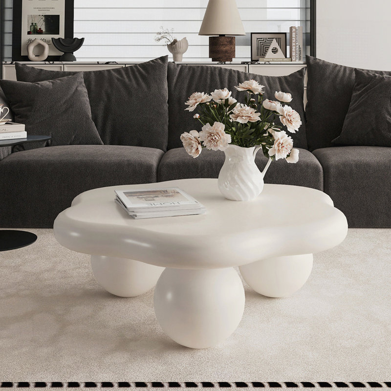 Table basse 35 "en forme de nuage crème, Crème, Crème