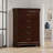 Ryla Tall Dresser Chest, 5 Drawers, Nickel Metal Handles, Solid Wood-100914585
