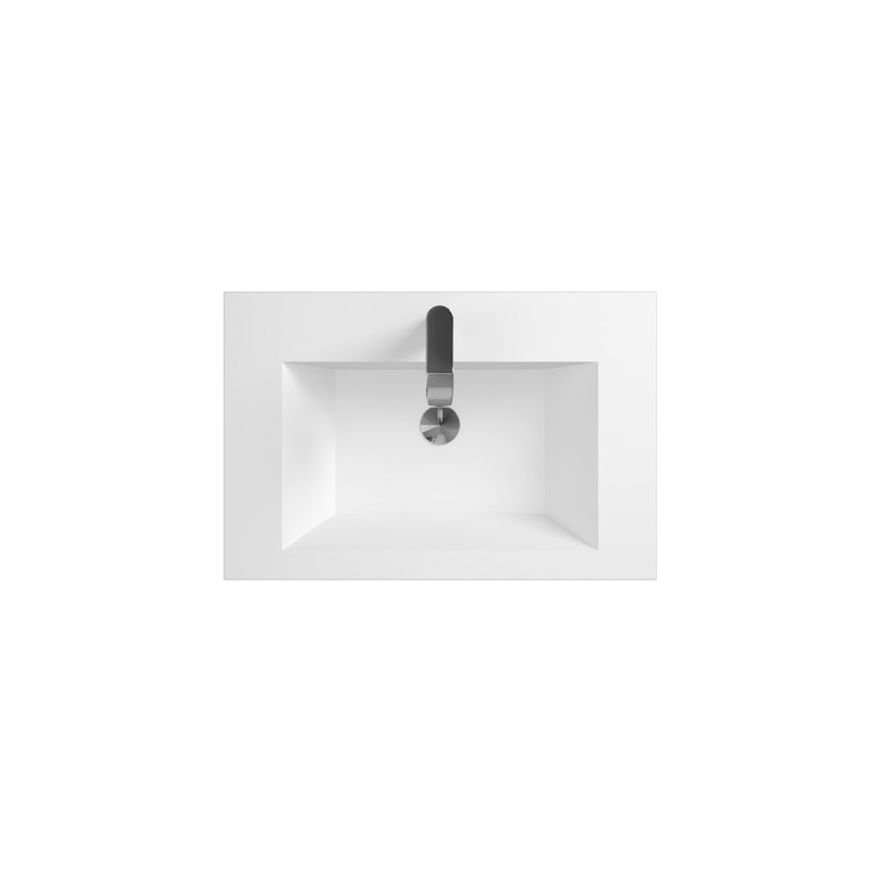  Meuble-lavabo flottant blanc minimaliste 30 po avec lavabo en résine intégré et tiroirs en U, 30"