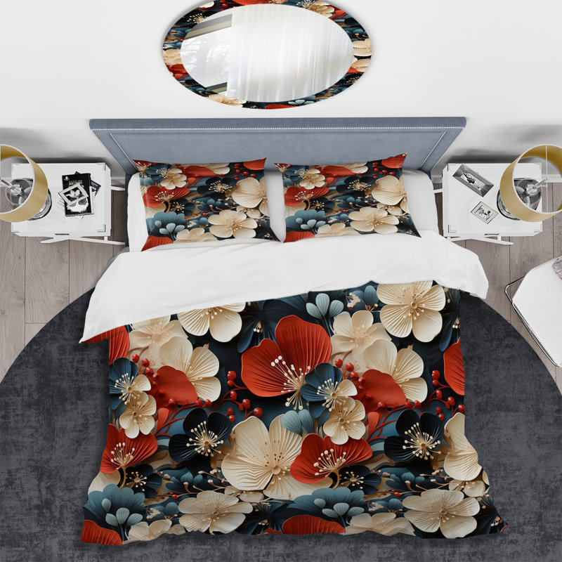 Ensemble de housse de couette Oriental, Housse de couette pour grand lit et 2 taies décor