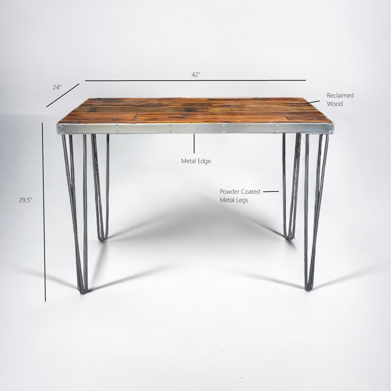 Metal Edge Reclaimed Wood Desk, 29.5" H x 42" W x 24" D
