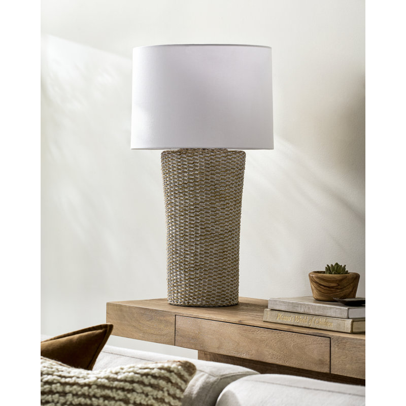 Dalasha Table Lamp, White/Brown