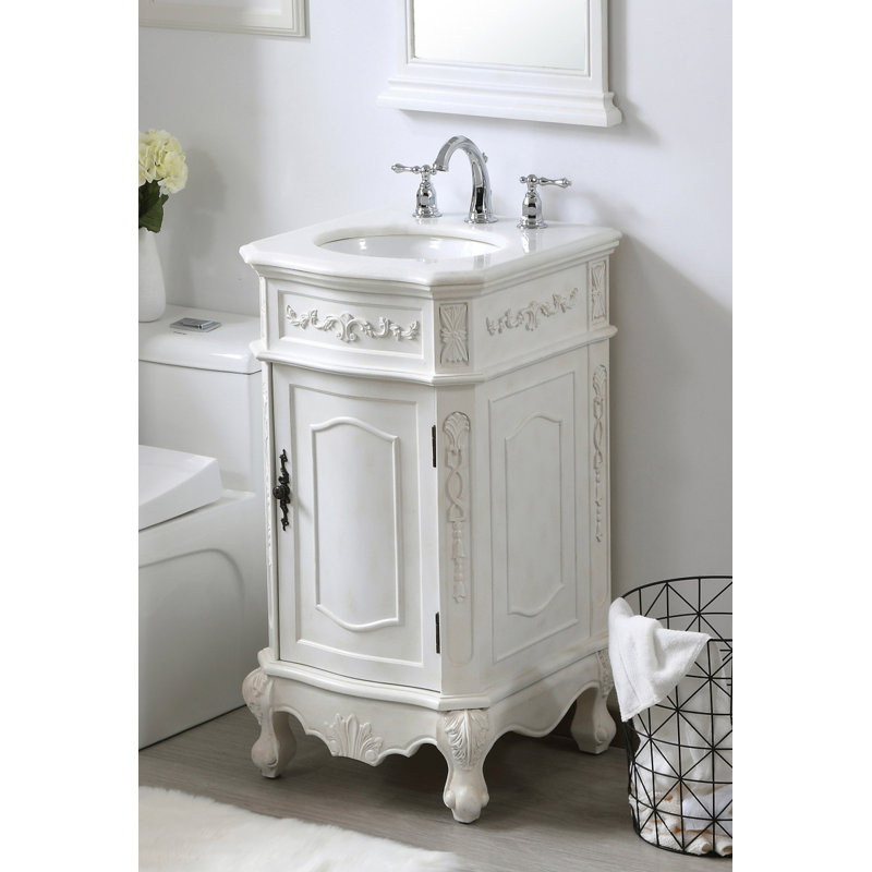 Ensemble de meuble-lavabo simple 19 po Lunette, Blanc antique, Blanc ivoire