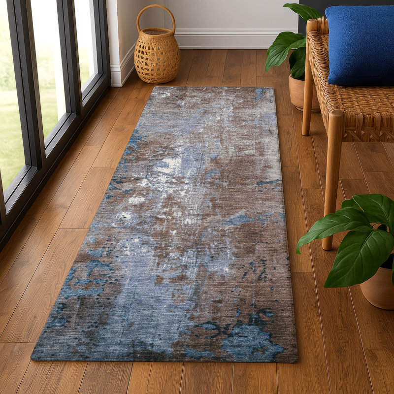 Premium Machine Washable Crestover AMF1870 Abstract Rug, Runner 2'3" x 7'6"