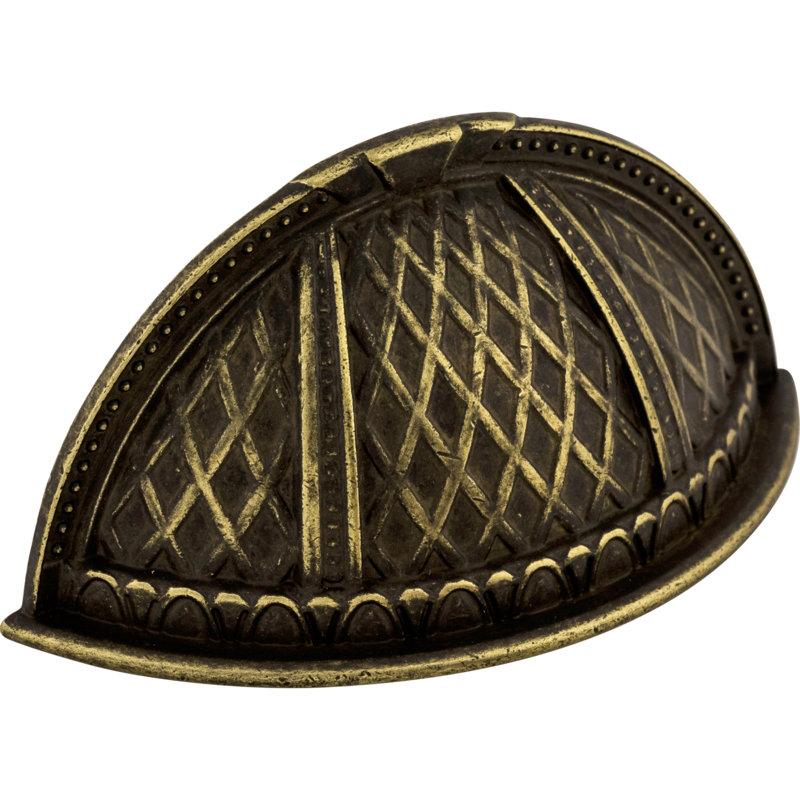 German Bronze Traditional Cup Pull with Mounting Hardware