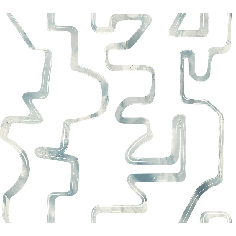 Papier peint abstrait Aura, Blanc / bleu