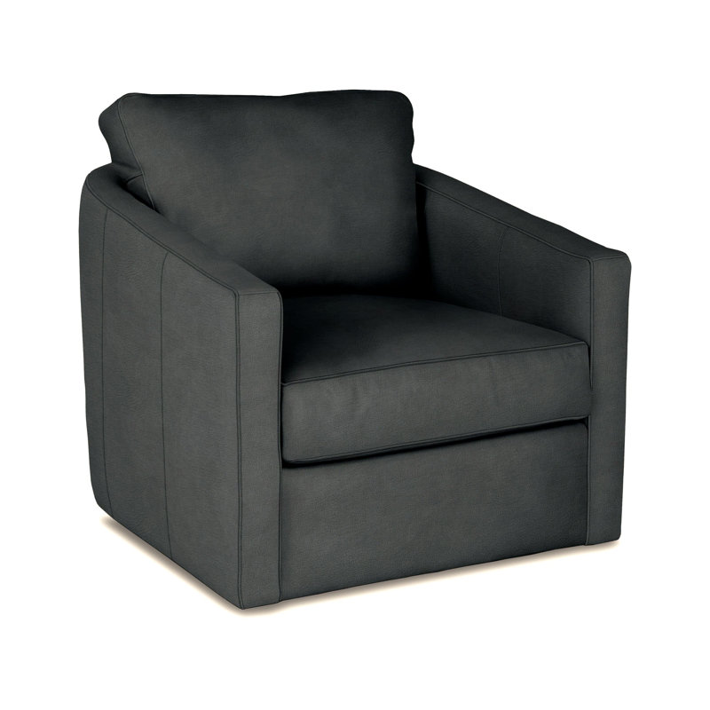 Mccoy Upholstered Barrel Chair, Gray Genuine Leather
