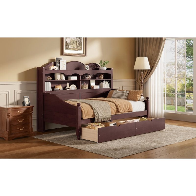 Retro Style Daybed With Storage Drawers, Espresso