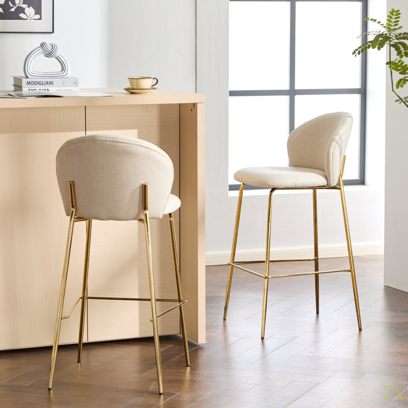 Ensemble de 2 tabourets de bar rembourrés avec structure en métal Kira