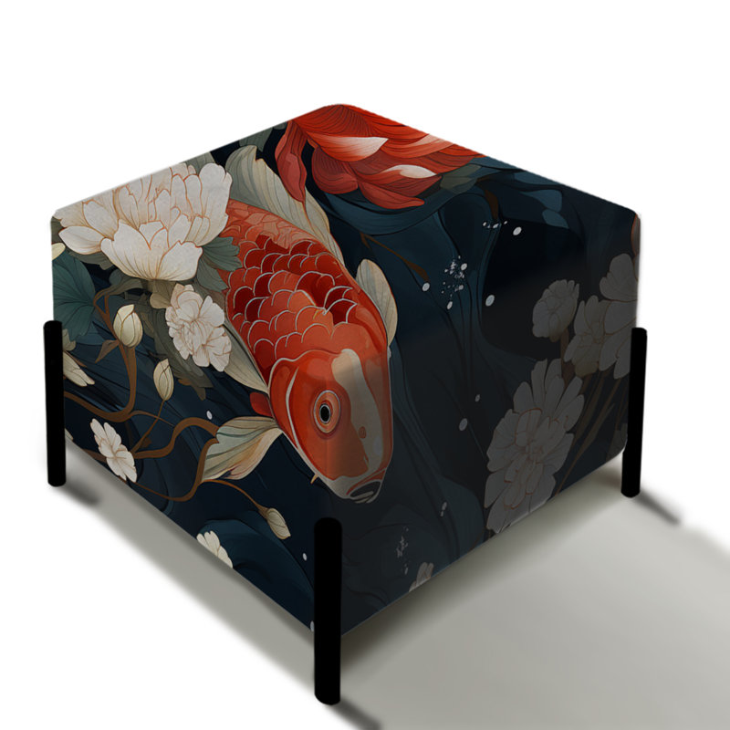 Calm In The Pond Koi Serenity - repose-pieds carré japonais