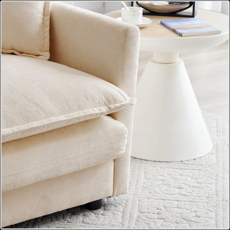 Canapés modulaires avec repose-pieds café Allure, tissu chenille de haute qualité pour un confort et un soutien ultimes, Brun
