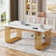 70.9" Modern Executive Desk, Large White Computer Desk With Gold Metal Legs