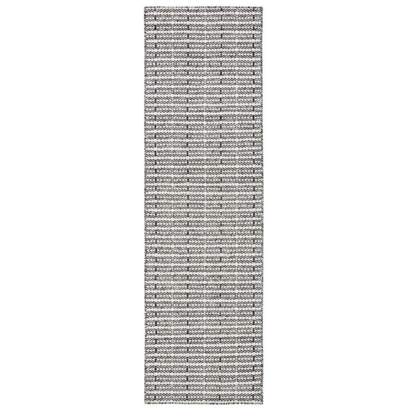 Abbie-Louise Hand Tufted Wool/Cotton Striped Rug in Black/Ivory, Runner 2'3" x 11'