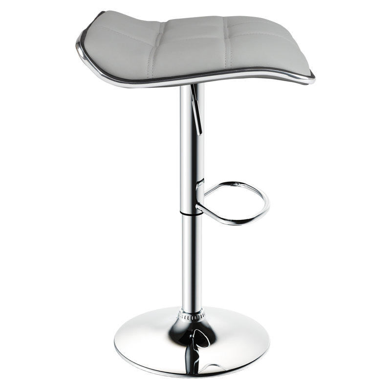 Adjustable Spin Bar Stool with Solid Wave Seat, Grey