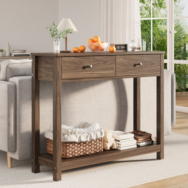 Console avec deux tiroirs, Brun rétro