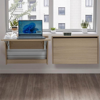 Floating Wall Desk Fold Down For Small Spaces