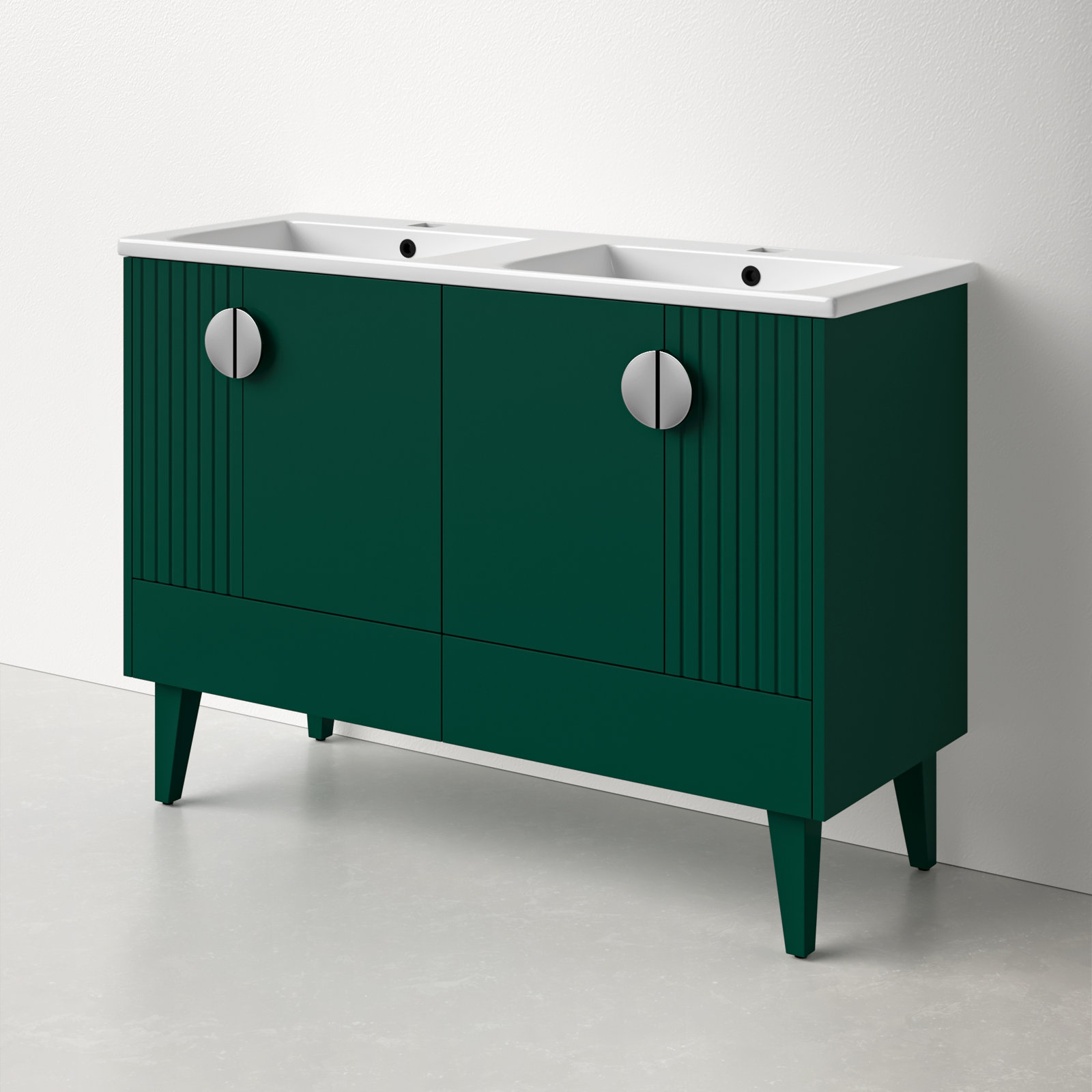 Saimah 47.25'' Double Bathroom Vanity, Polished Chrome, Green