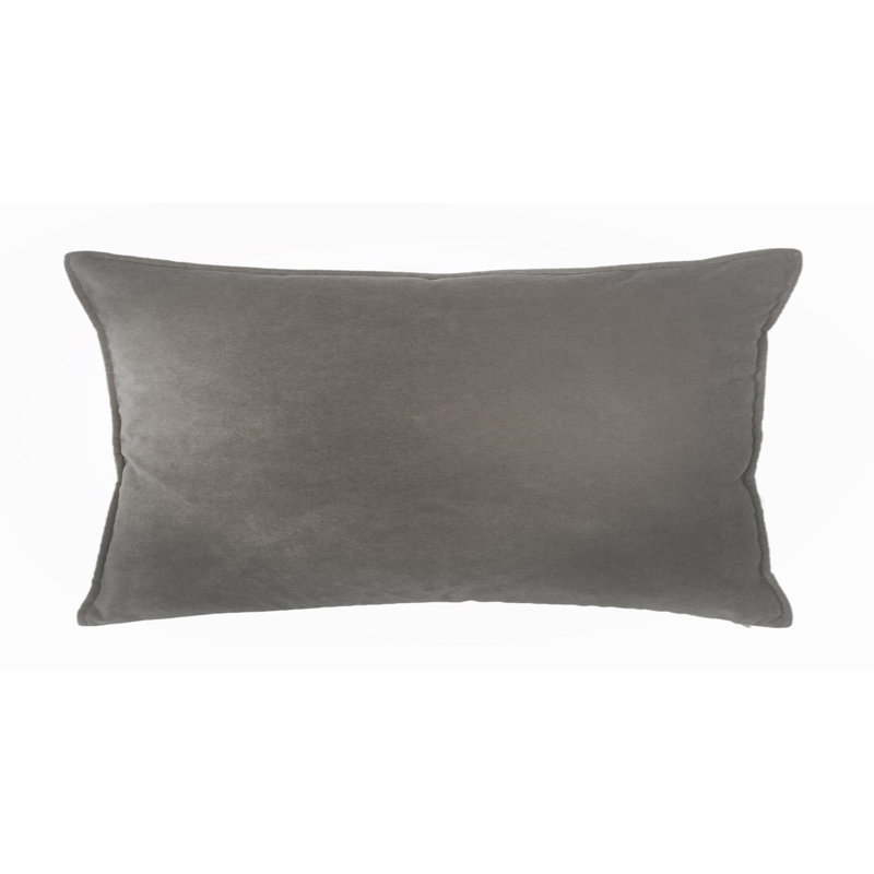 Franklin Washable Velvet Square Pillow Cover & Insert , Platinum, 12"H x 26"W