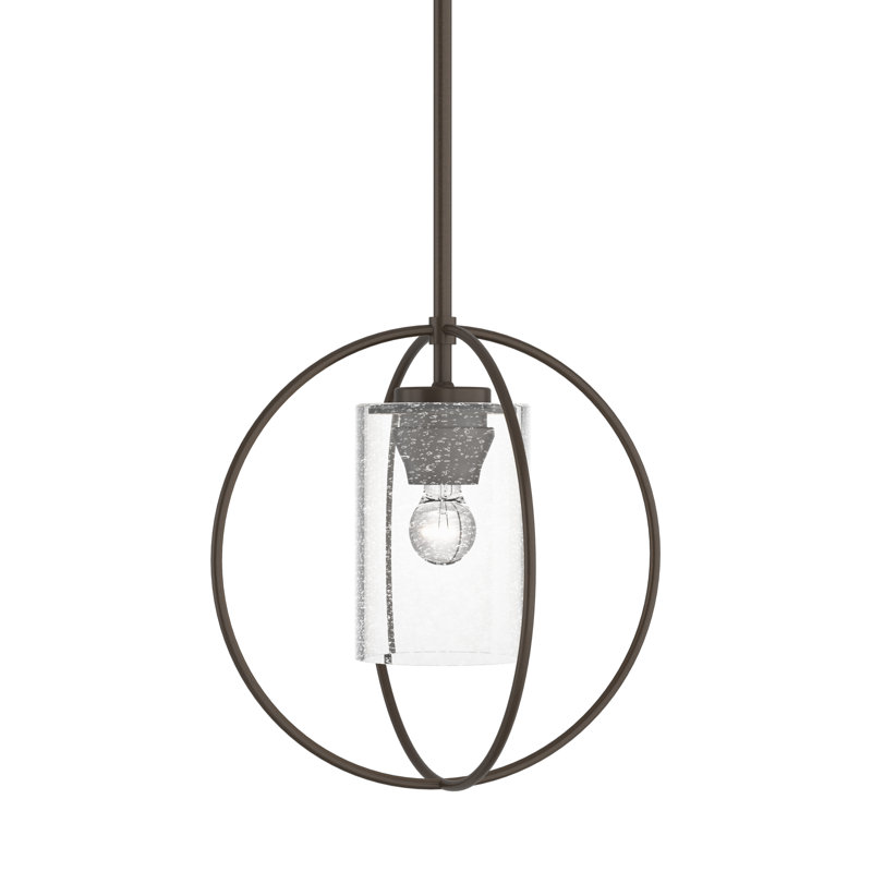 Interlude 1 - Light Unique/Statement Globe Pendant, Seeded Clear, Bronze