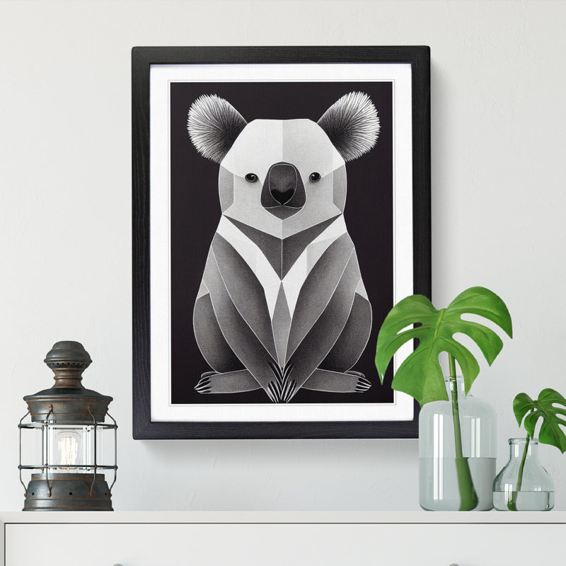 FRM-V0523-20X Abstract Koala Bear Vol.2 - Single Picture Frame Print, Black Framed, 64cm H x 46cm W x 2cm D