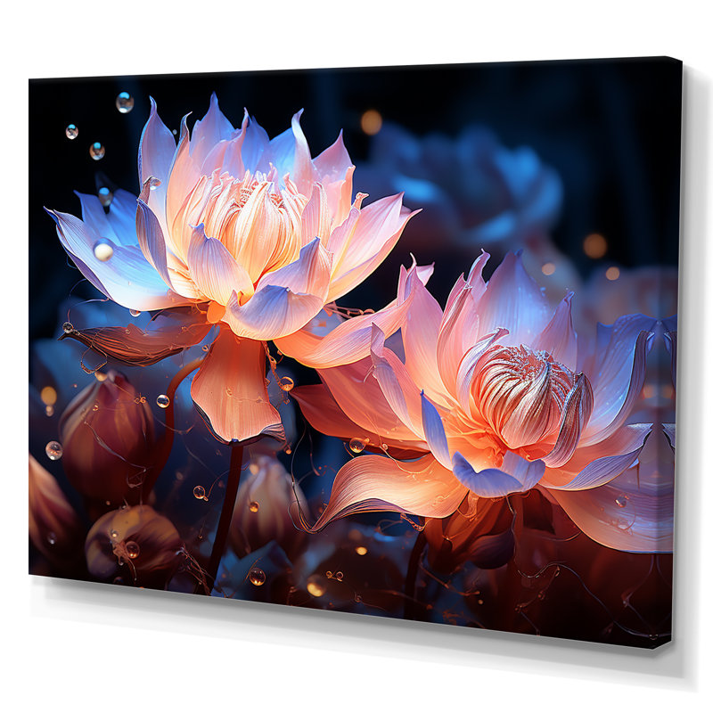 «Beautiful Rainy Lotus Dance IV», reproduction sur toile, Toile tendue, H 34 po x l 44 po