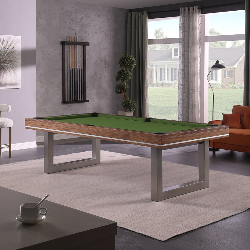 Table de billard en bois massif Harmony, 7 pi, Vert anglais, Noyer naturel